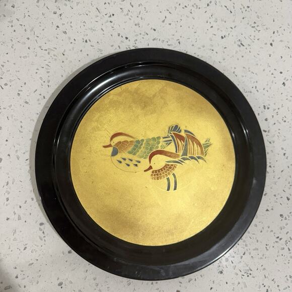 Vintage Japanese Zohiko Signed Lacquer Ware Plate w/ Two Ducks Decoration Rare - Picture 2 of 5